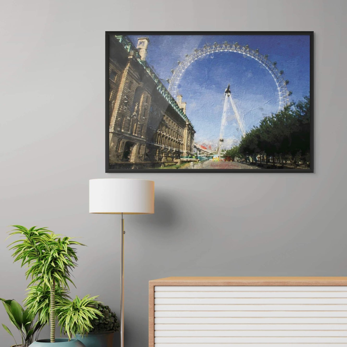 Cityscape art print featuring London Eye
