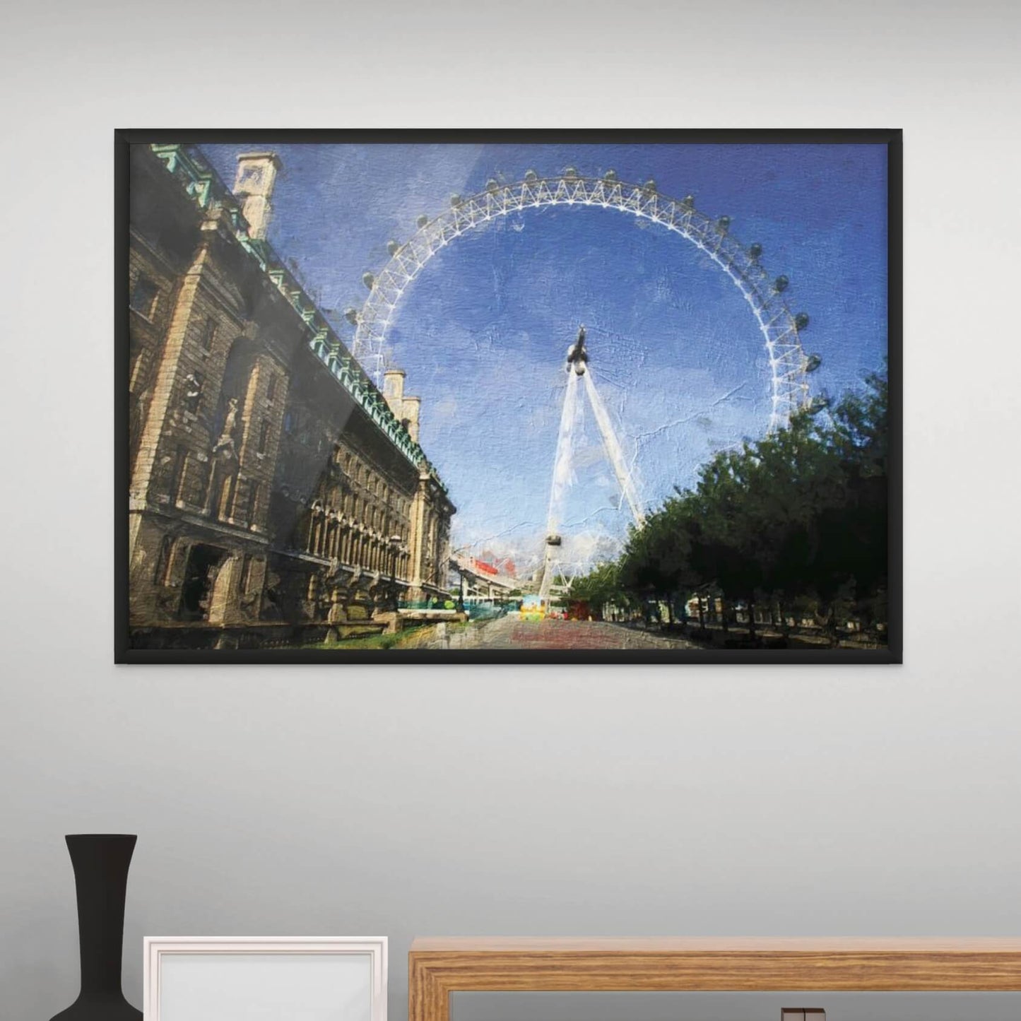 Historic building and London Eye art print