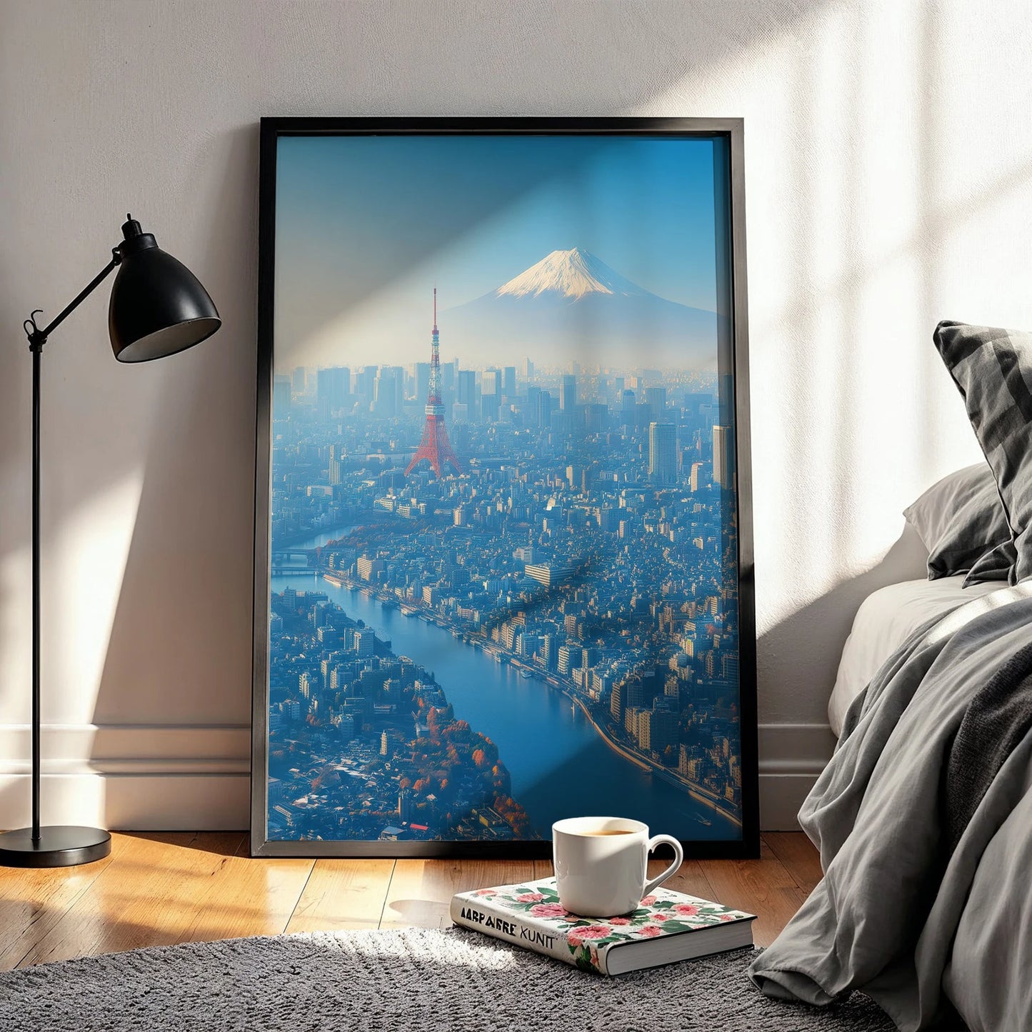 Tokyo metropolis and Mount Fuji silhouette, perfect travel wall art for home
