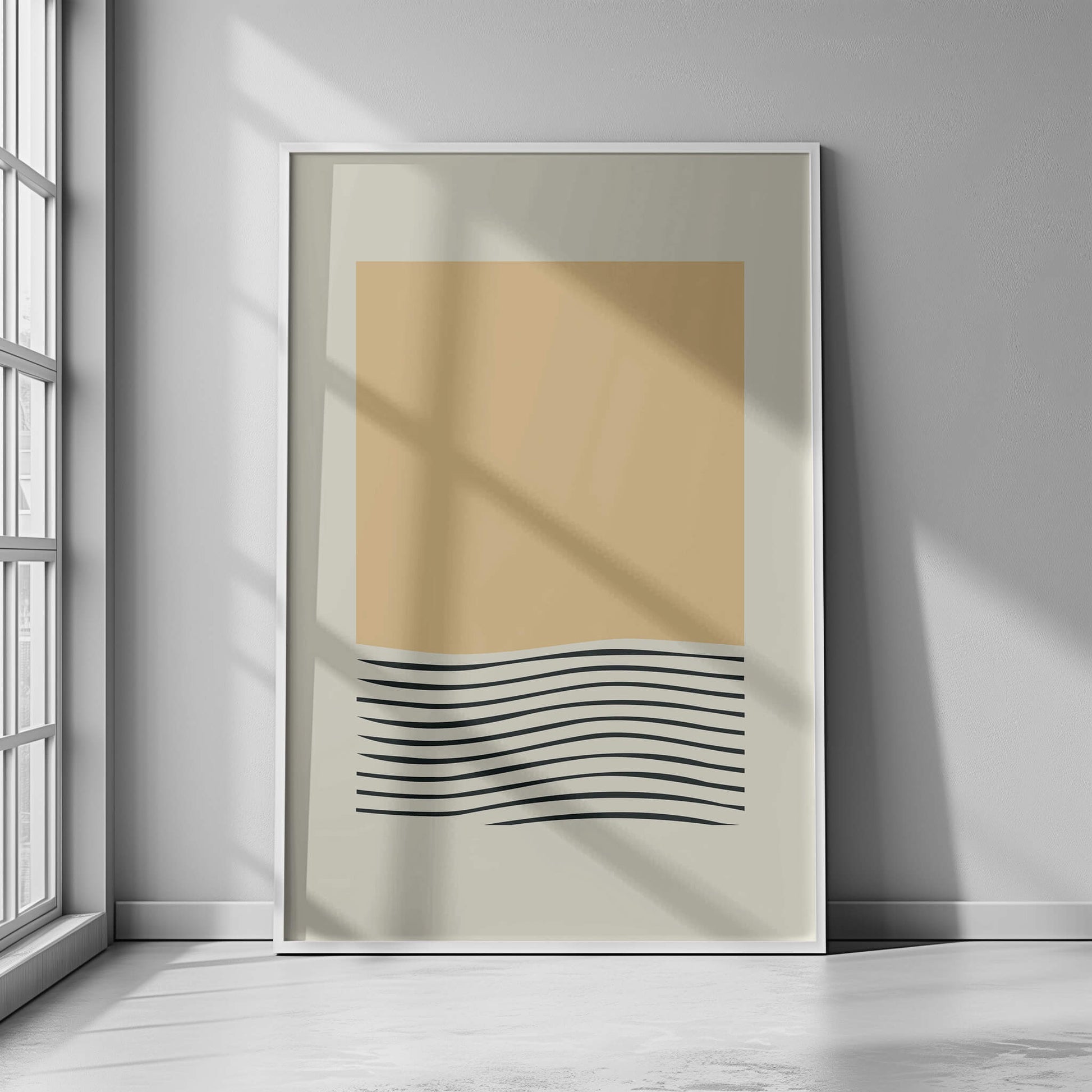 amber waves print white framed showed in minimalist decor