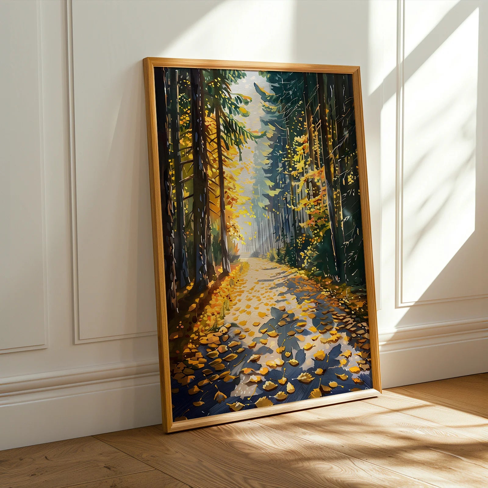 Impressionistic autumn forest path art print