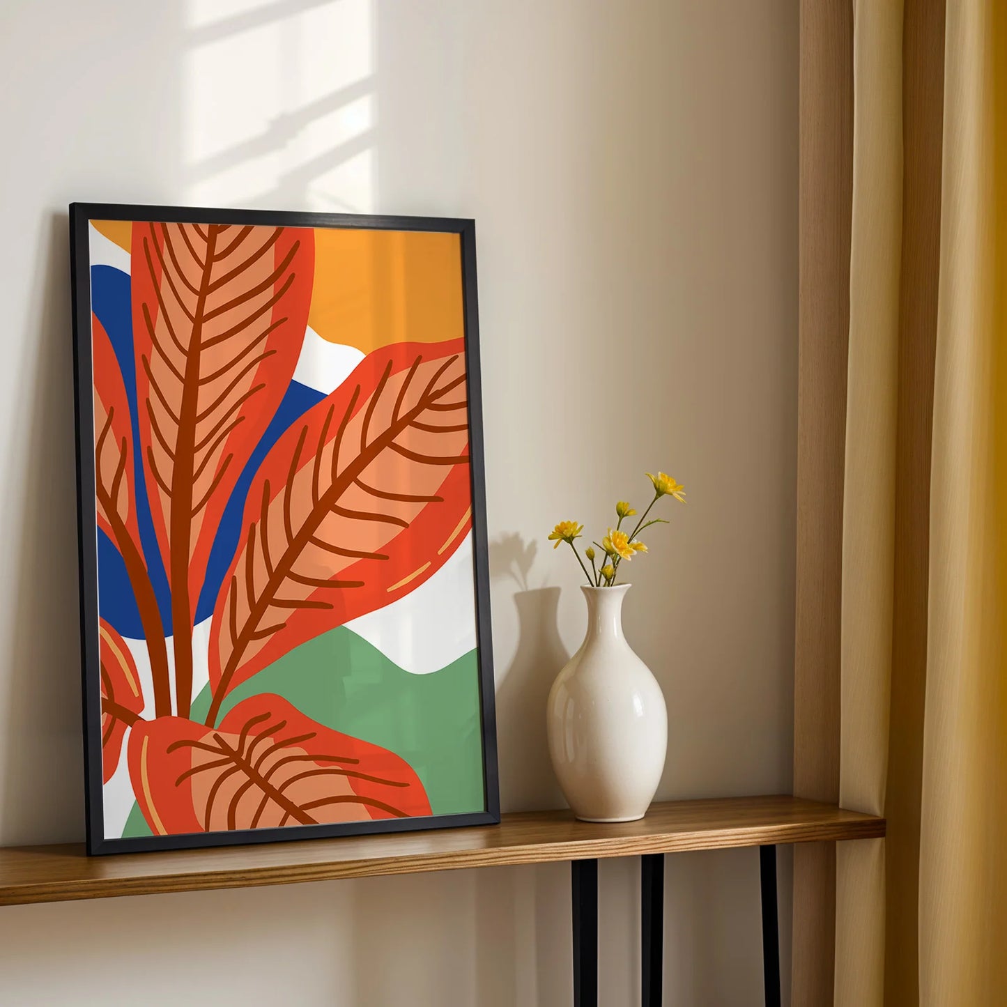 Decorative art print with abstract coral leaf design.
