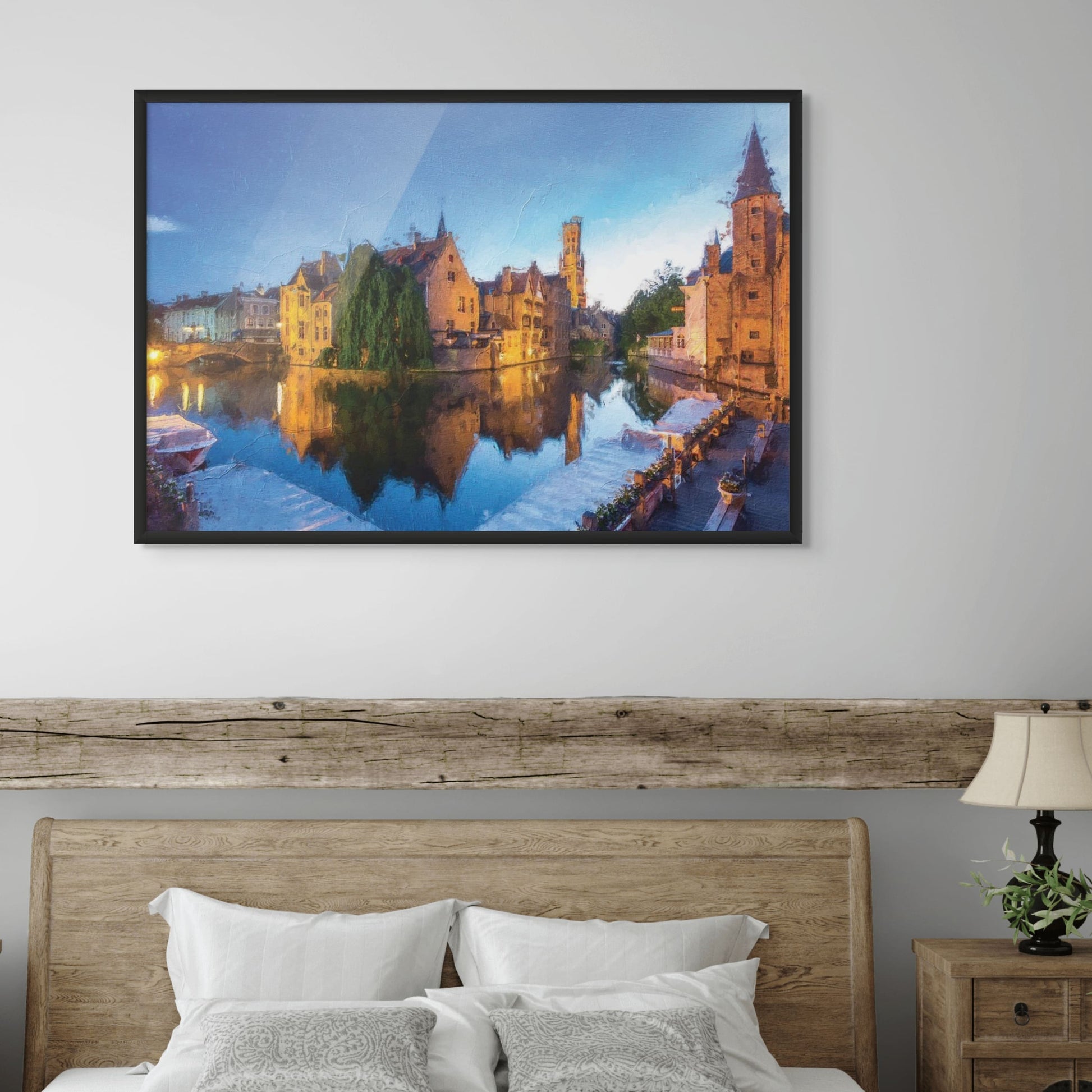 Gabled buildings canal art print

