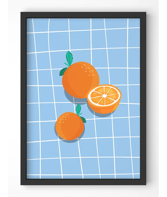 Flat lay orange illustration art print with a playful design.