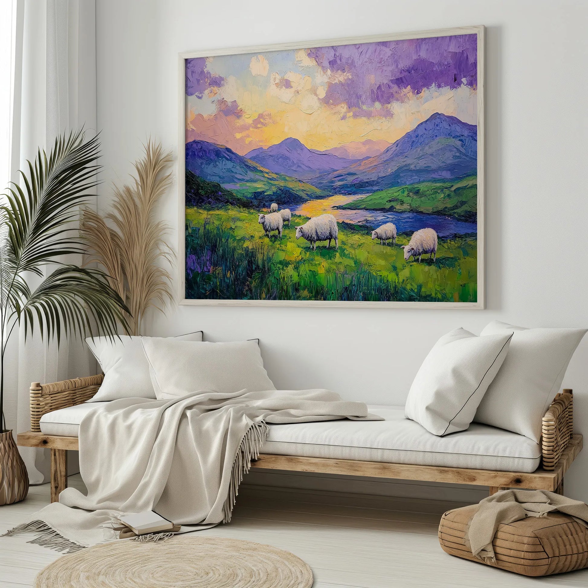 Premium print of a Connemara-inspired countryside scene with a golden sky