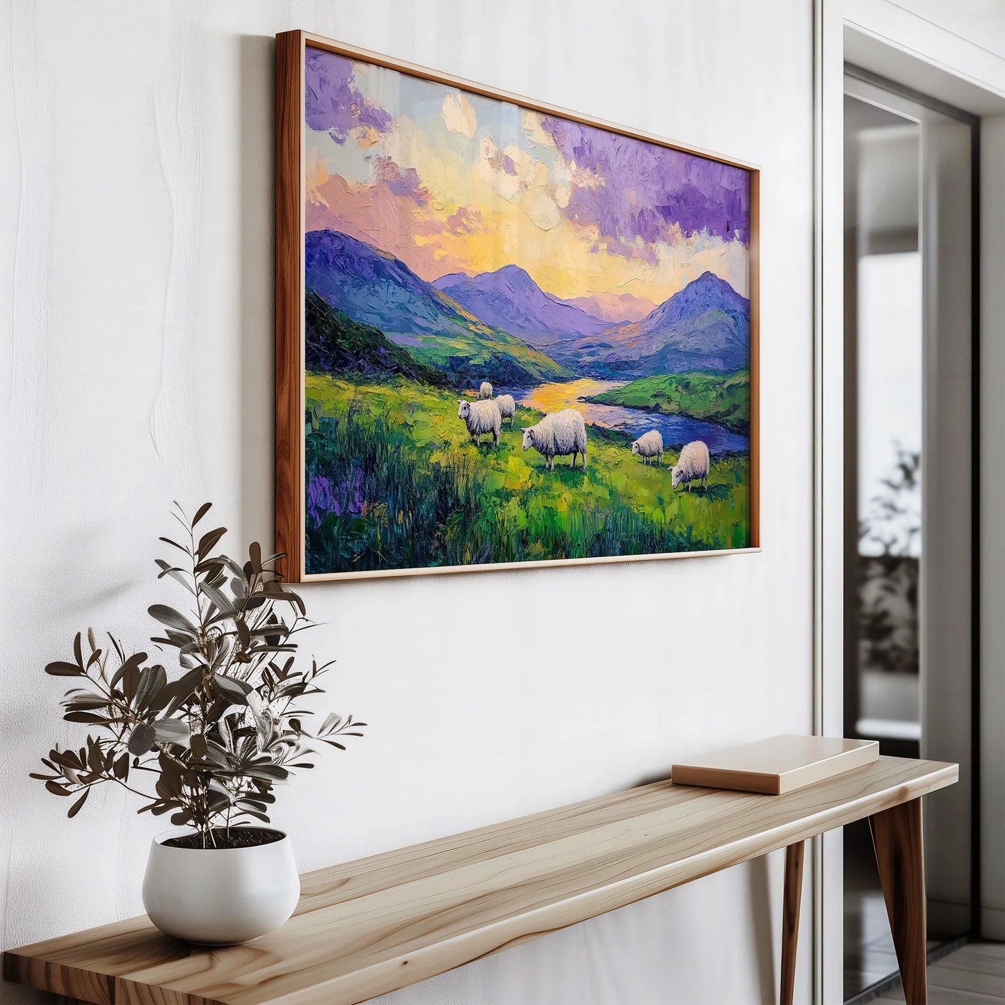 Stunning Irish wall art depicting a peaceful rural landscape at dusk.