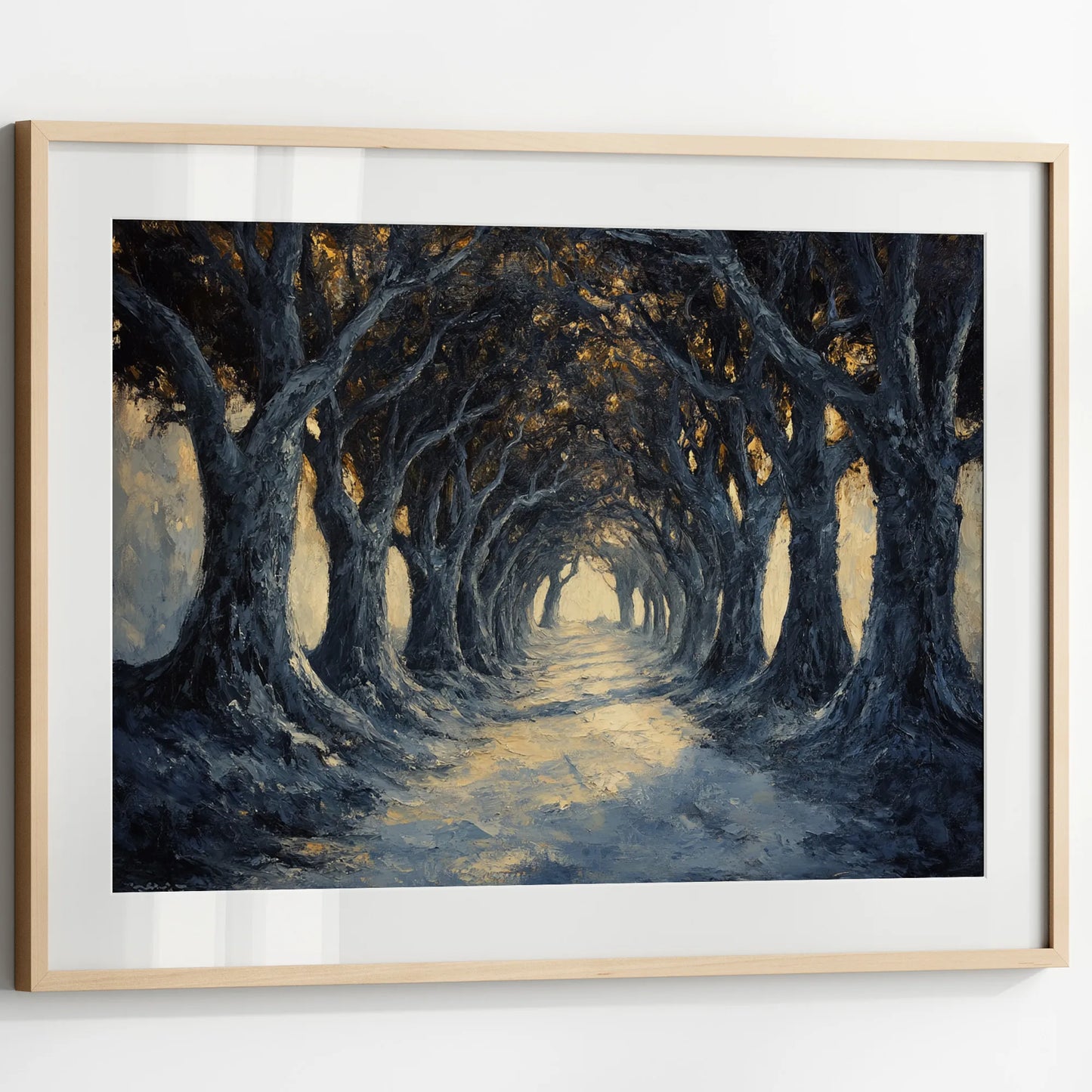 Elegant and detailed wall art print inspired by the Dark Hedges.