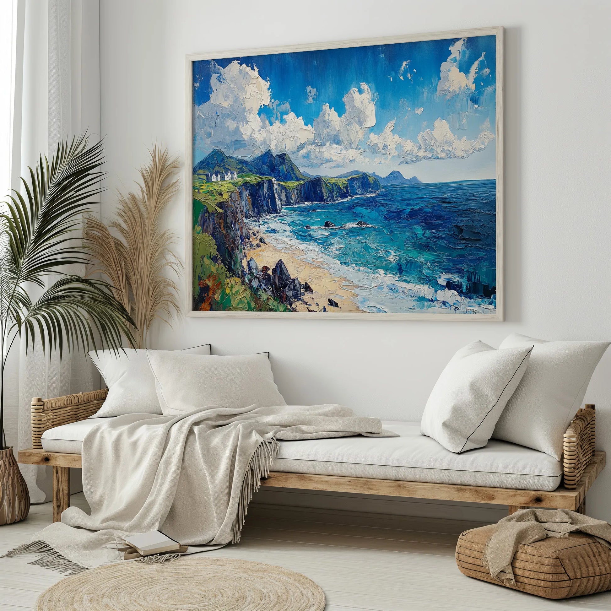 A bold and textured painting-style print of Ireland’s famous western coast.