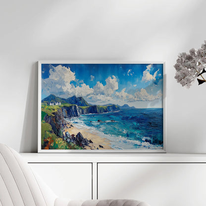 Expressive brushstrokes bring this Dingle-inspired landscape print to life.