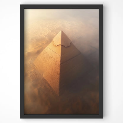 Close-up of the Egyptian pyramid travel wall art print in a modern frame