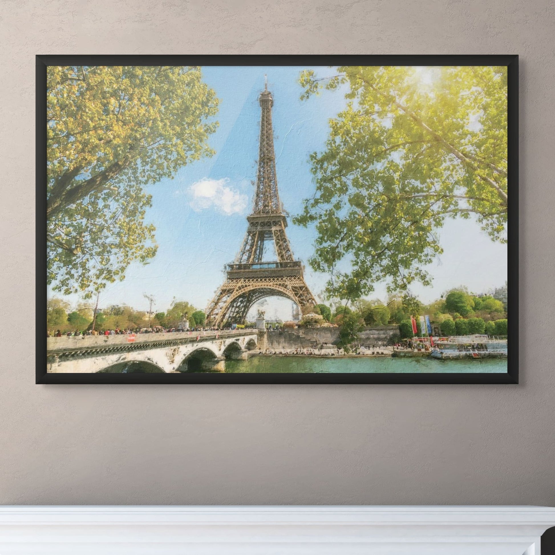 Vibrant Parisian scene featuring the Eiffel Tower


