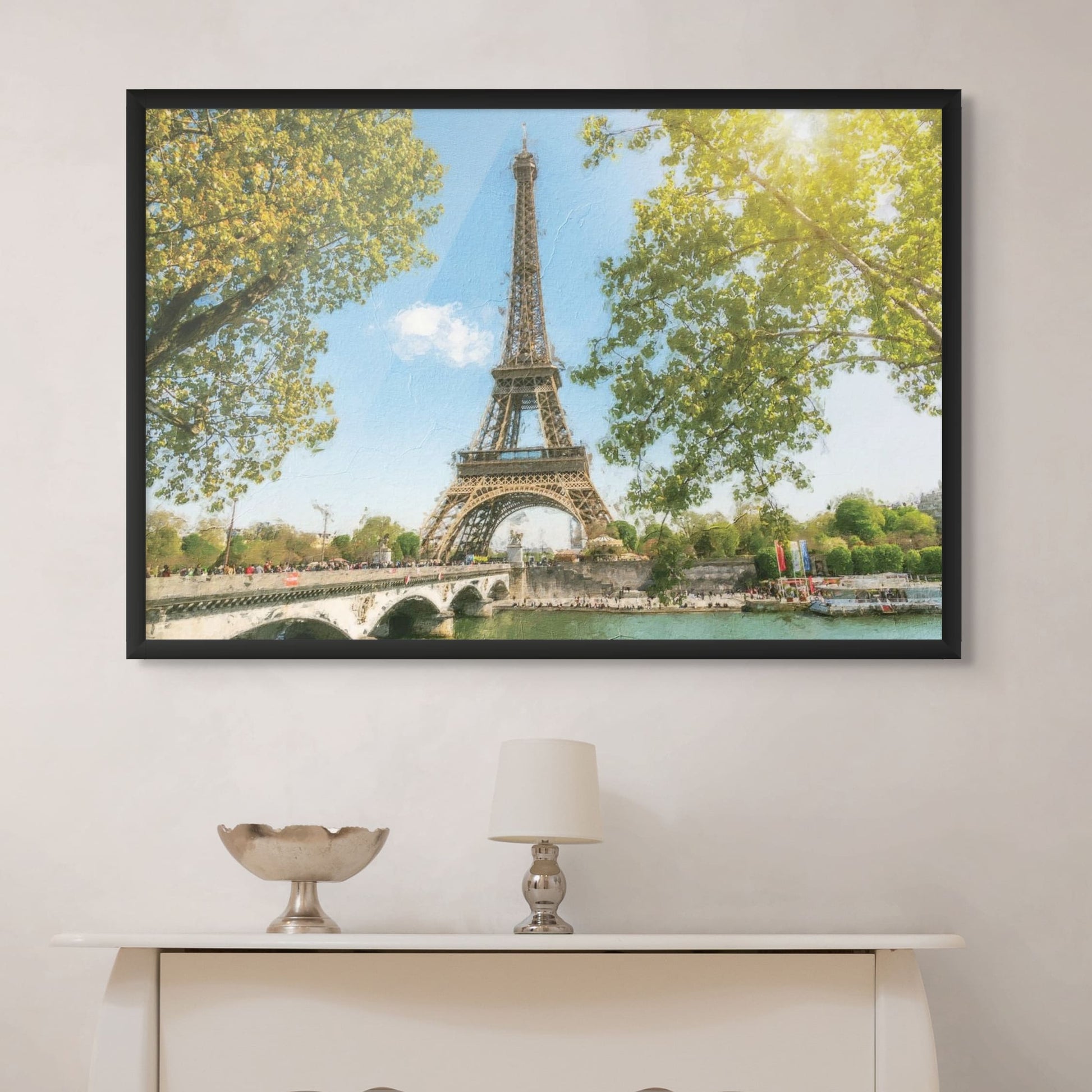 Eiffel Tower and river art print

