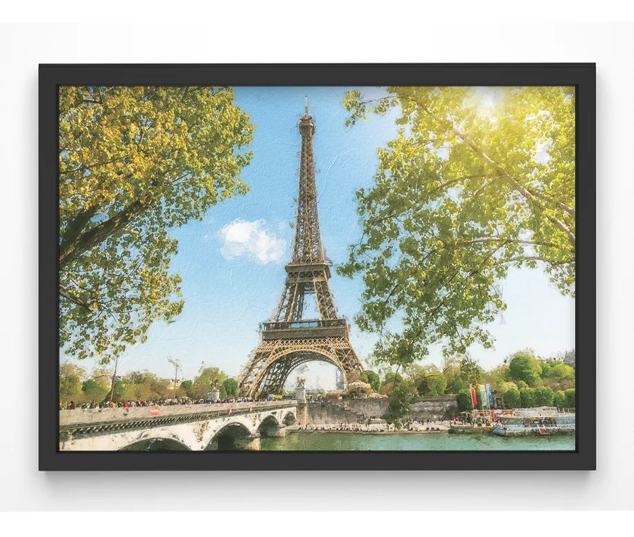 Eiffel Tower art print on a sunny day
