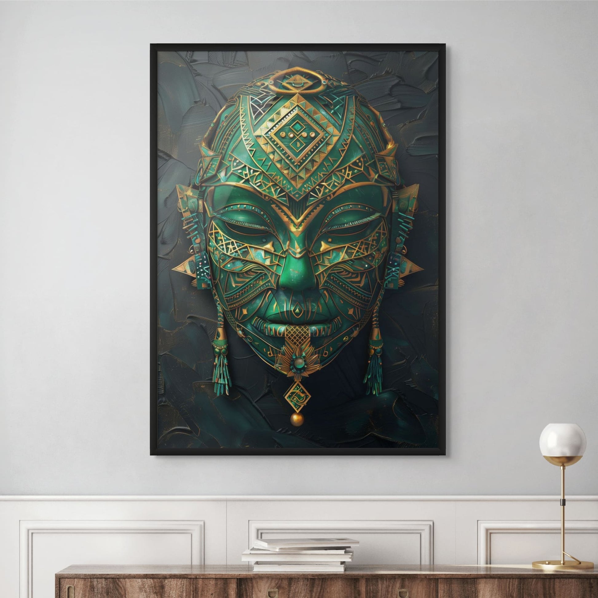 Three-dimensional mask print with cultural influences