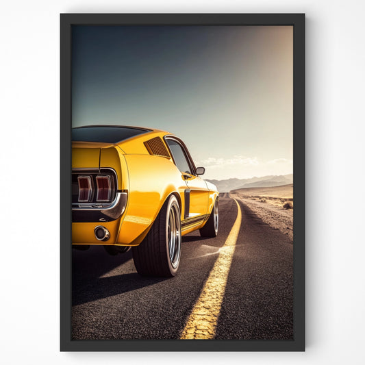 Black Framed Ford Mustang Wall Art – Classic Muscle Car Print