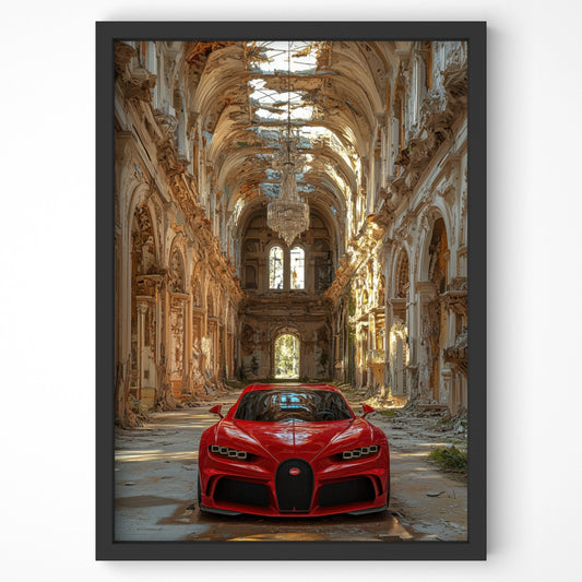 Black Framed Bugatti Chiron Car Print