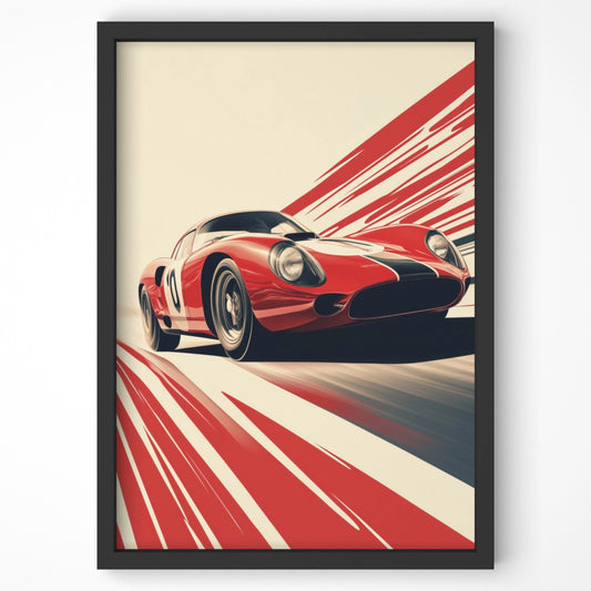 Ferrari 250 GTO Wall Art – Classic Racing Car Print Black Frame