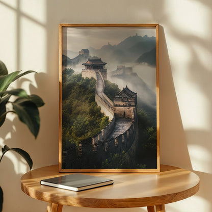 Enchanting Great Wall winding across mountain ridges, premium travel wall art