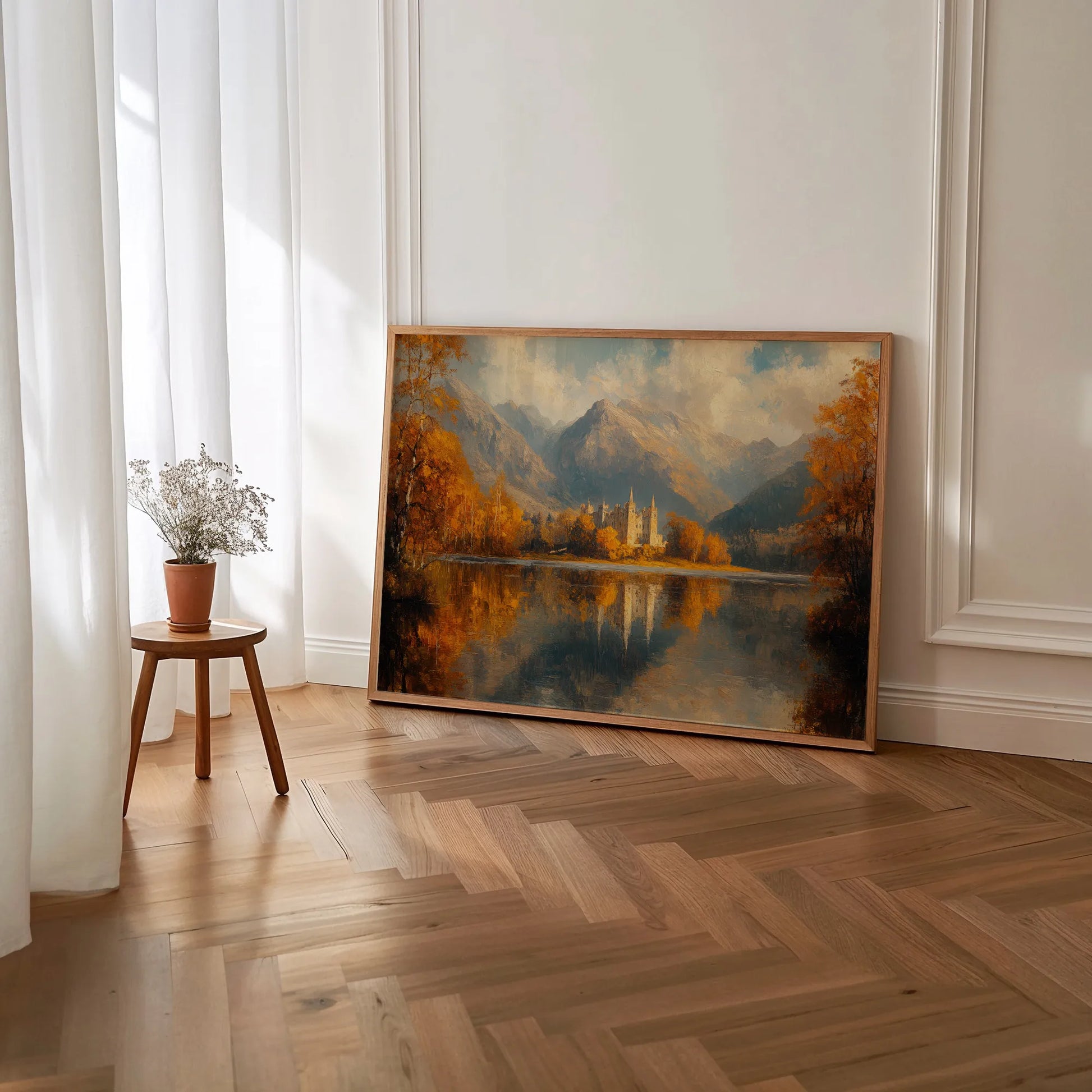 Captivating wall art inspired by the beauty of Kylemore Abbey in autumn.
