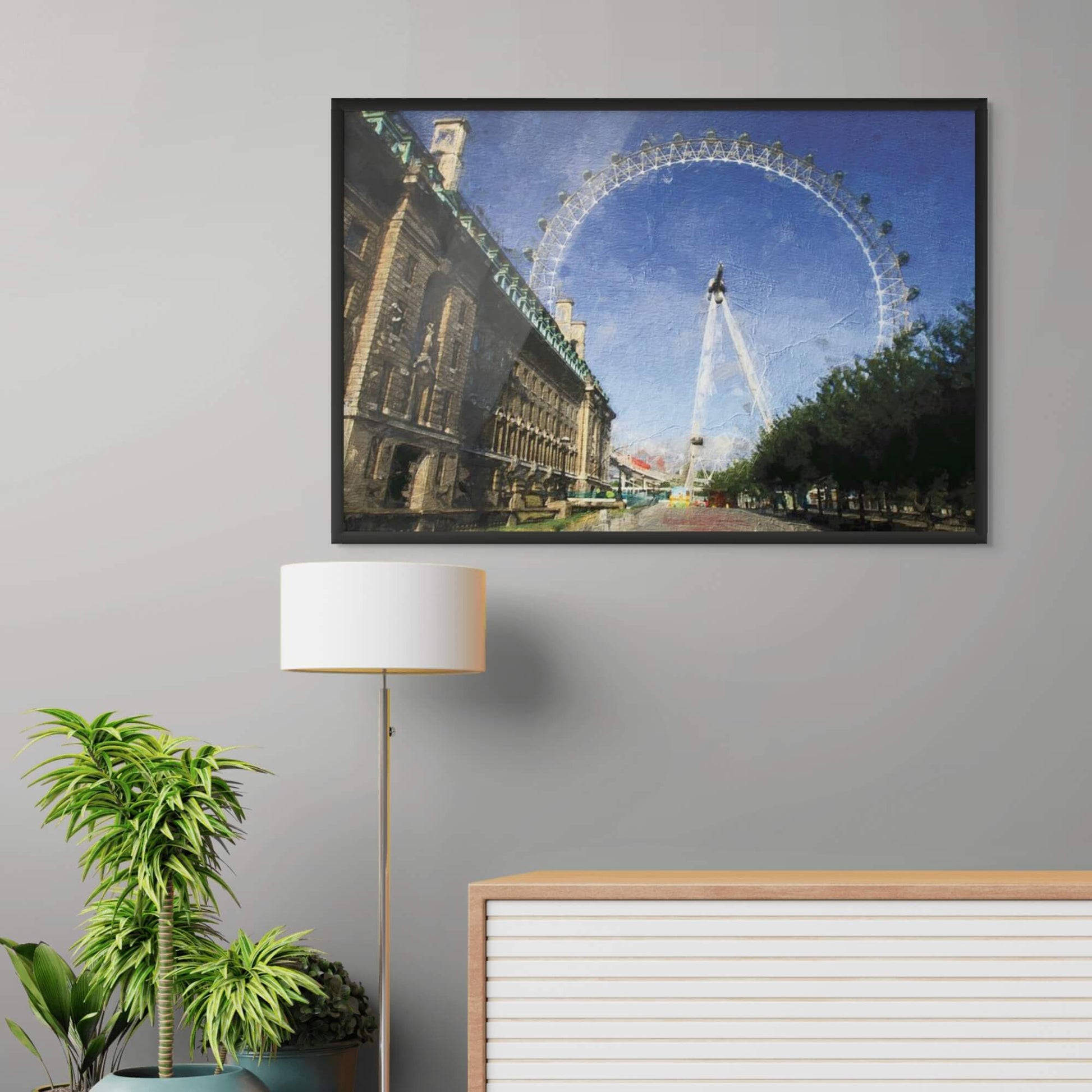 Cityscape art print featuring London Eye