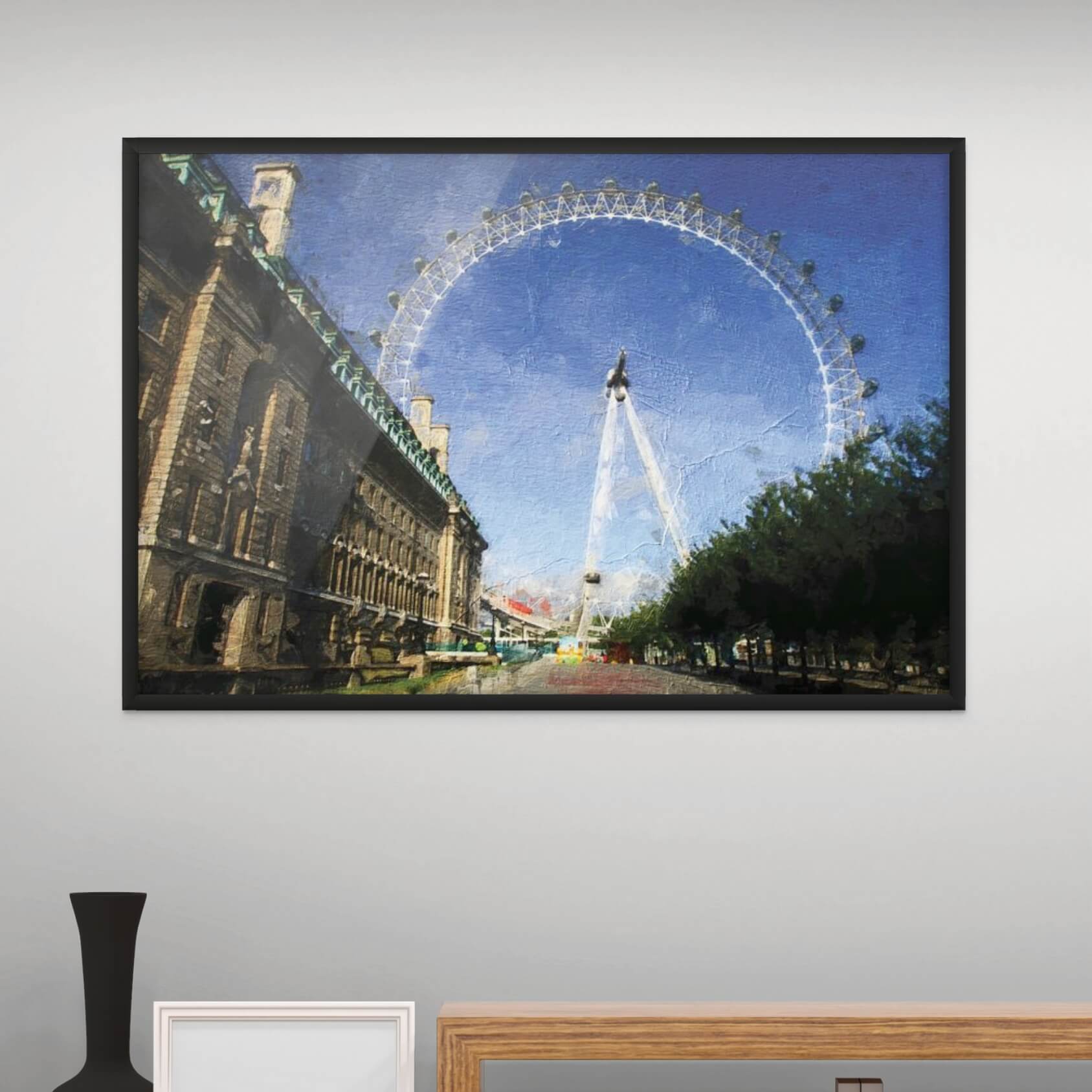 Historic building and London Eye art print