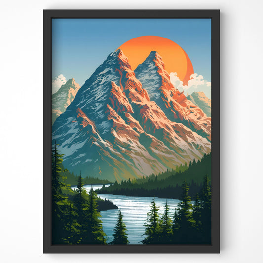 Serene nature landscape art print with a contemporary aesthetic.