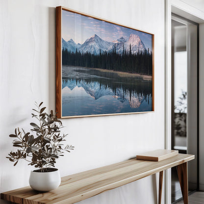 Lake Reflection Print In Minimalist Living Room Decor