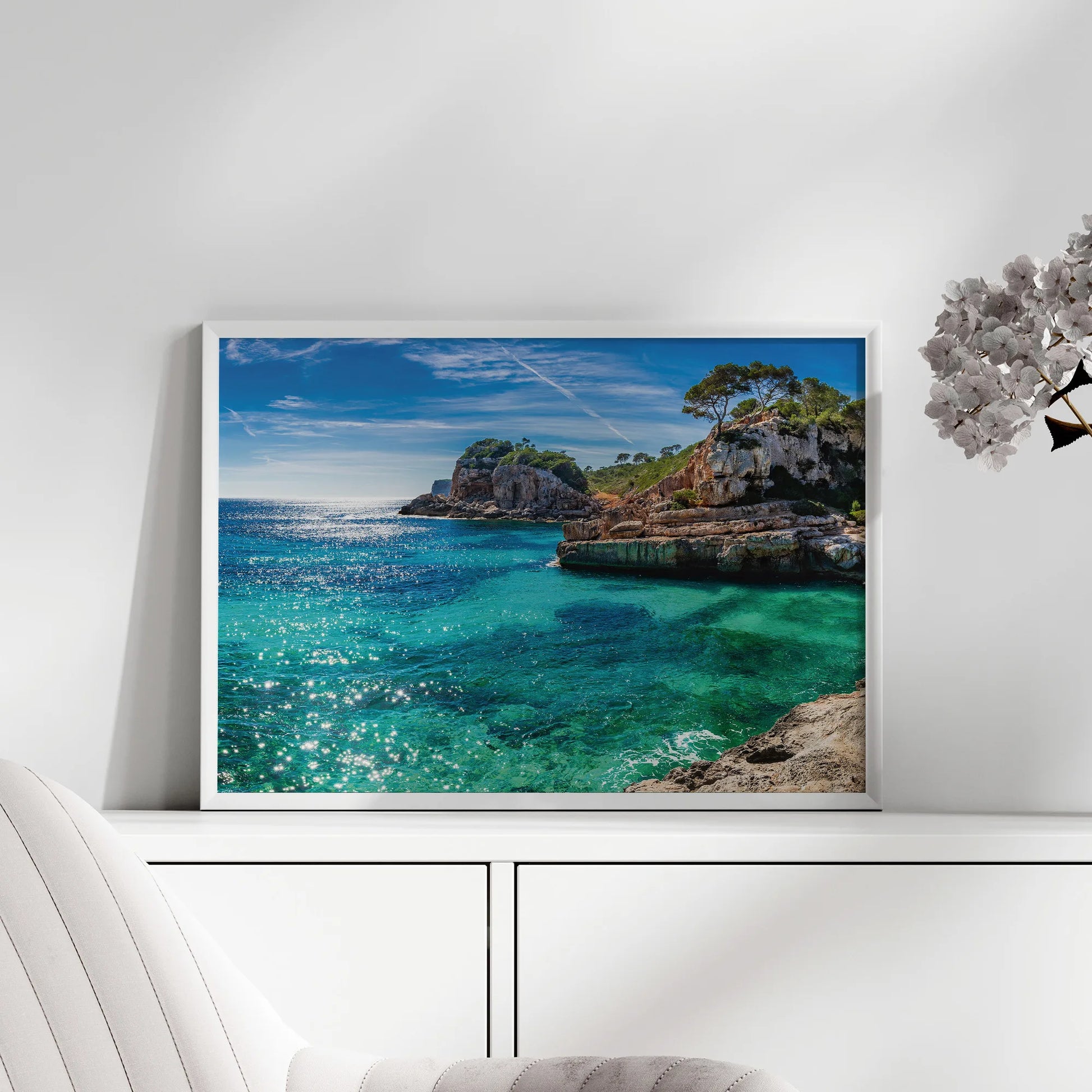 Mediterranean Cove Framed Print in Close up