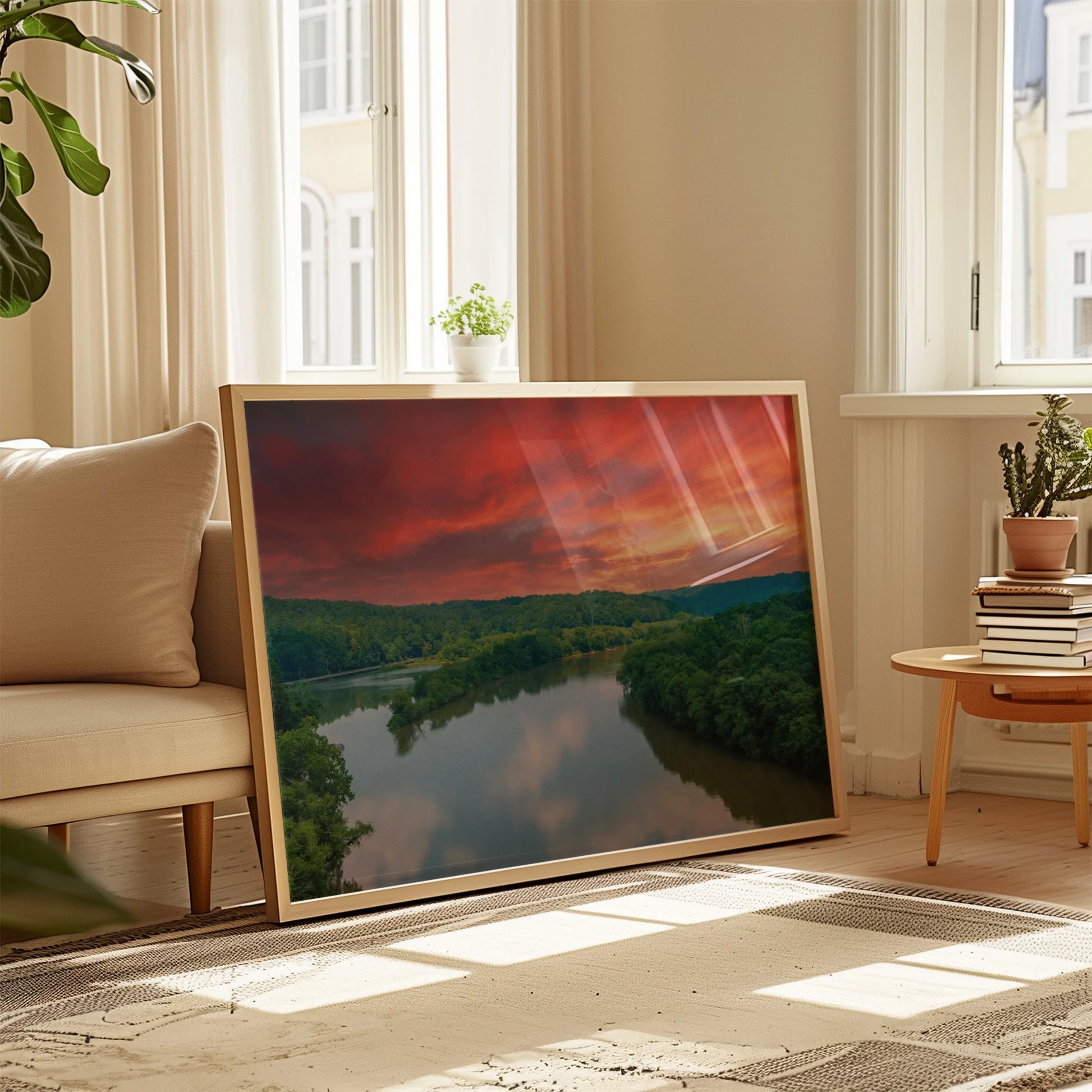 Sunrise River Framed Print Close-up