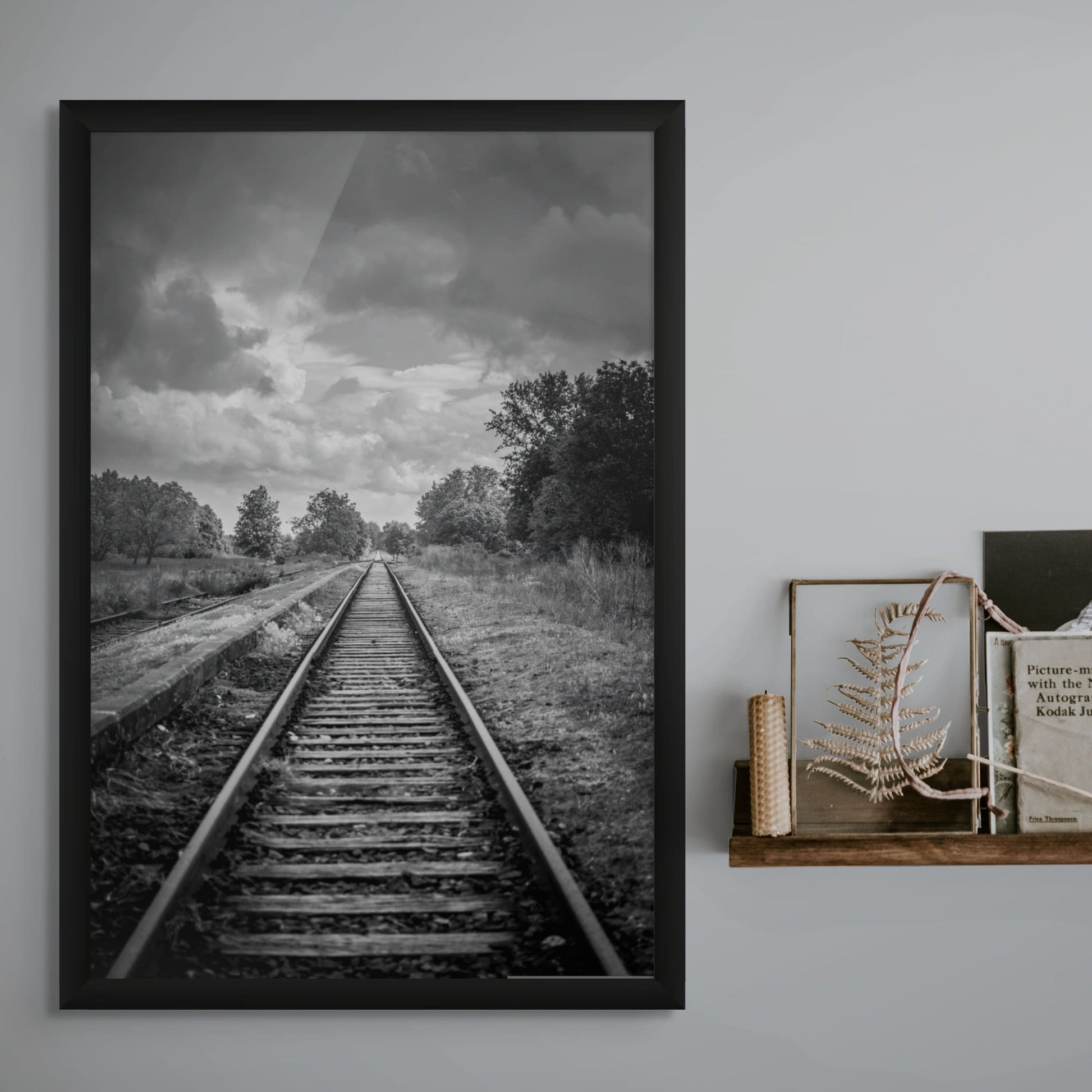 Dramatic railroad perspective art