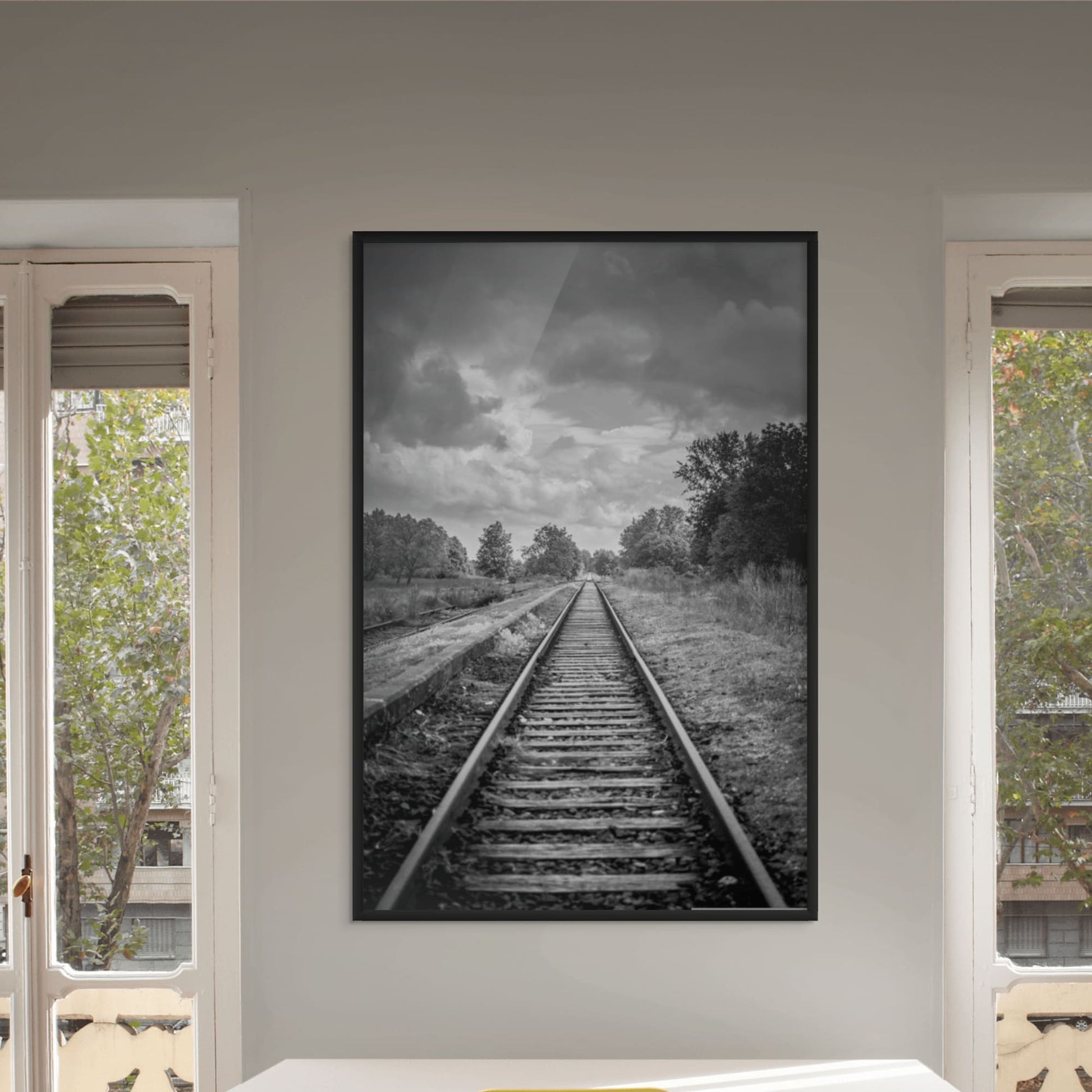 High contrast rail line art print