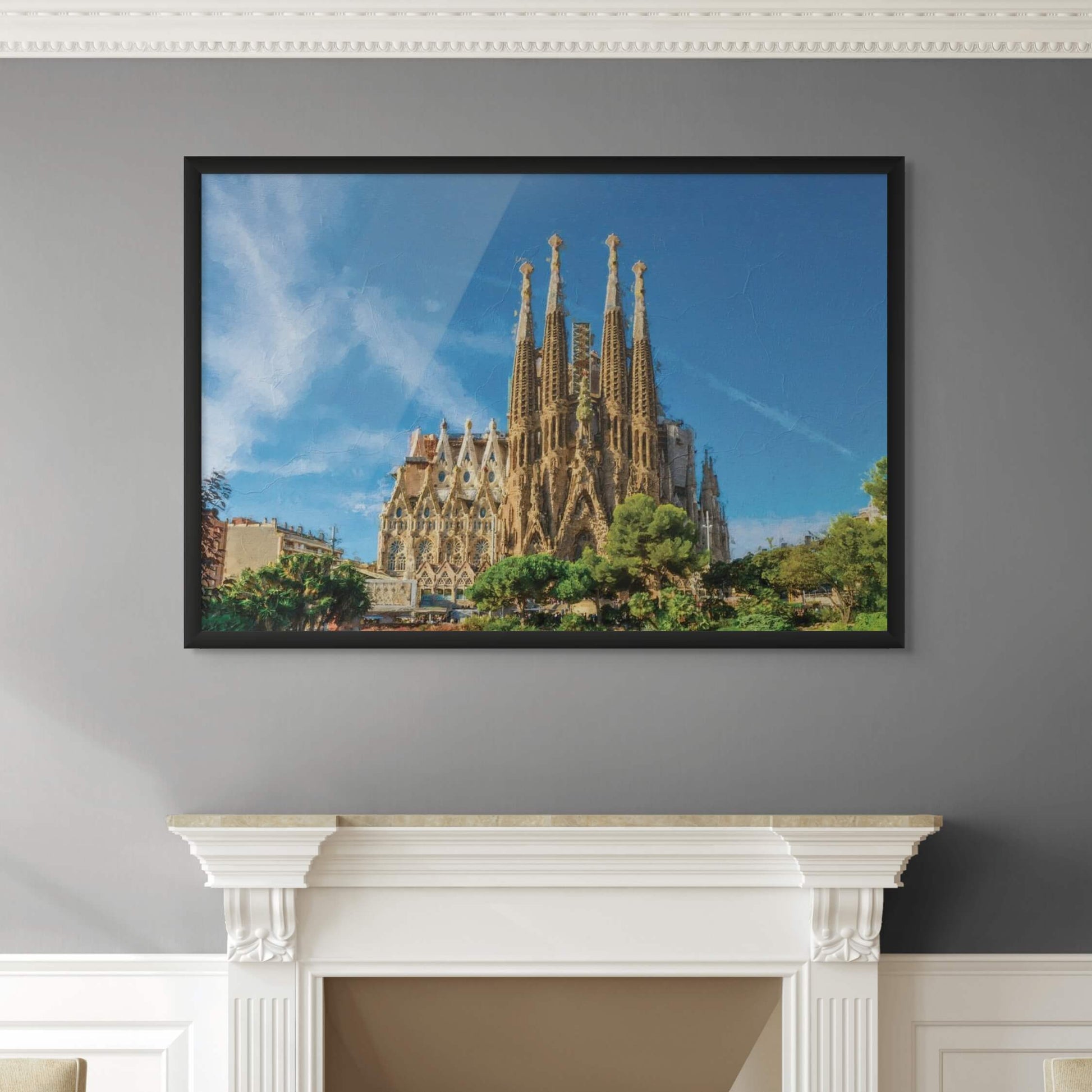 Sagrada Família print showcasing intricate architectural details.