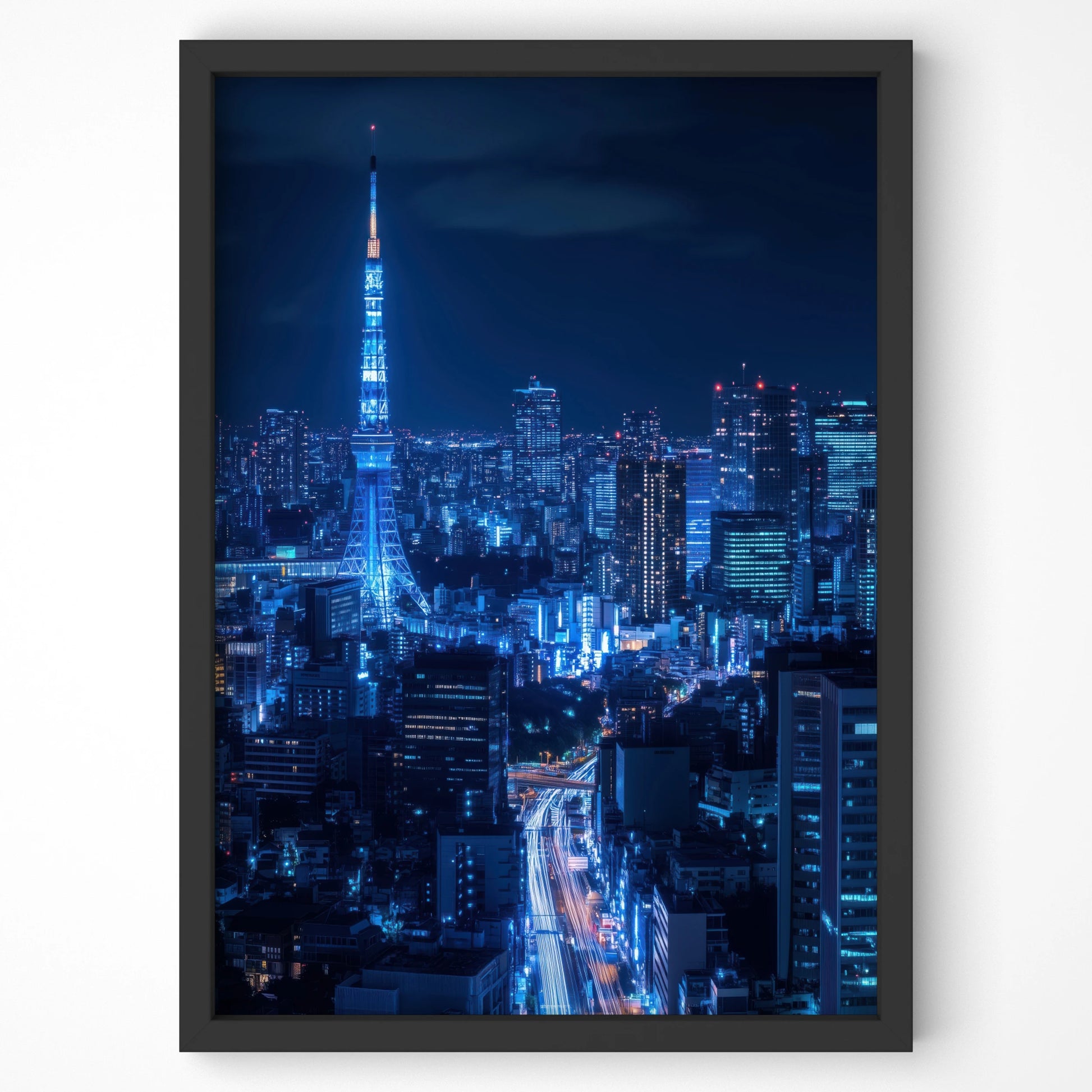 Nighttime Tokyo skyline featuring Tokyo Tower, travel wall art print by Artspot.
