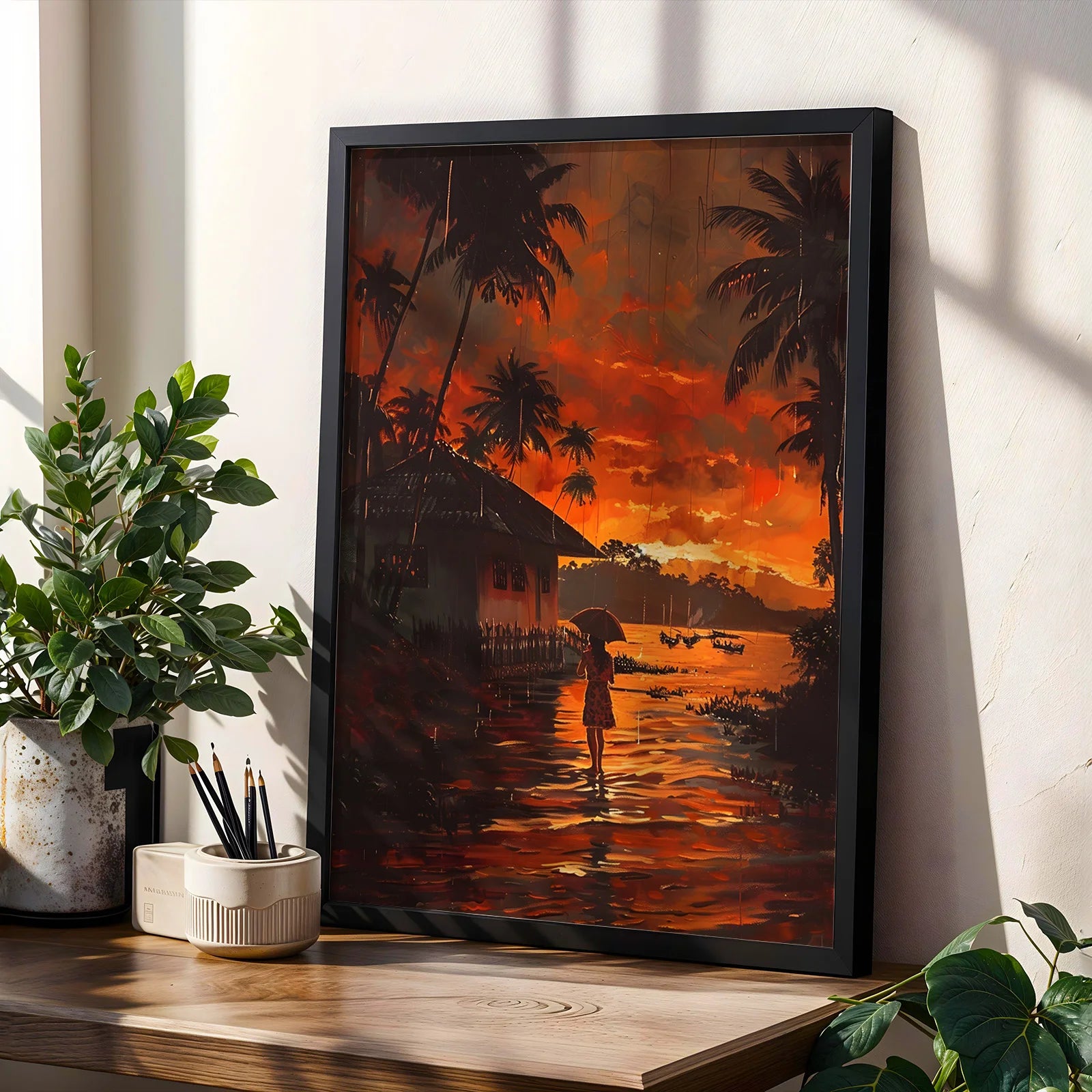 Coastal scenery art print in painterly style
