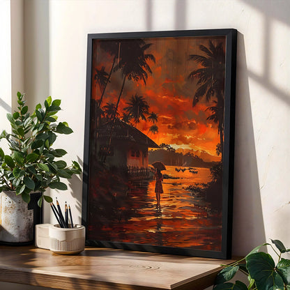 Coastal scenery art print in painterly style
