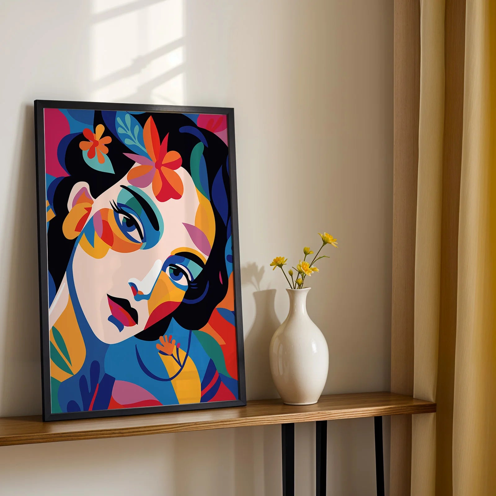 Unique abstract portrait print with a playful composition.
