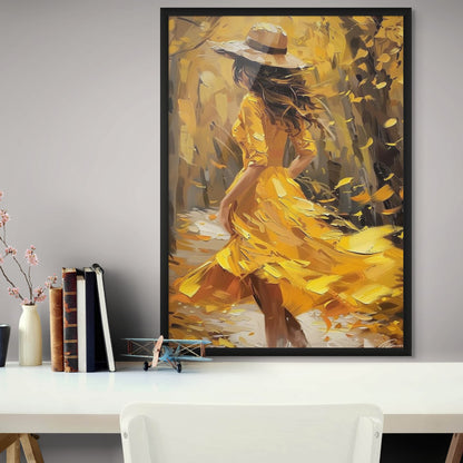 Impressionistic art of a woman in motion with vibrant colors